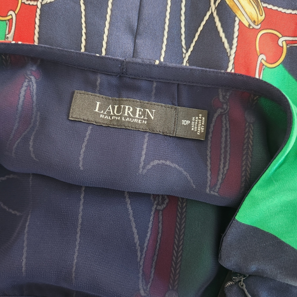 Lauren Ralph Nautical-Print Handkerchief-Hem Midi Skirt - Picture 5 of 6